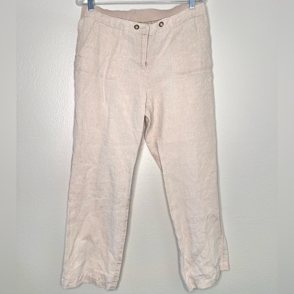 Charter club petite classic fit wide leg linen pants, elasticated 10P #16 - Picture 1 of 7